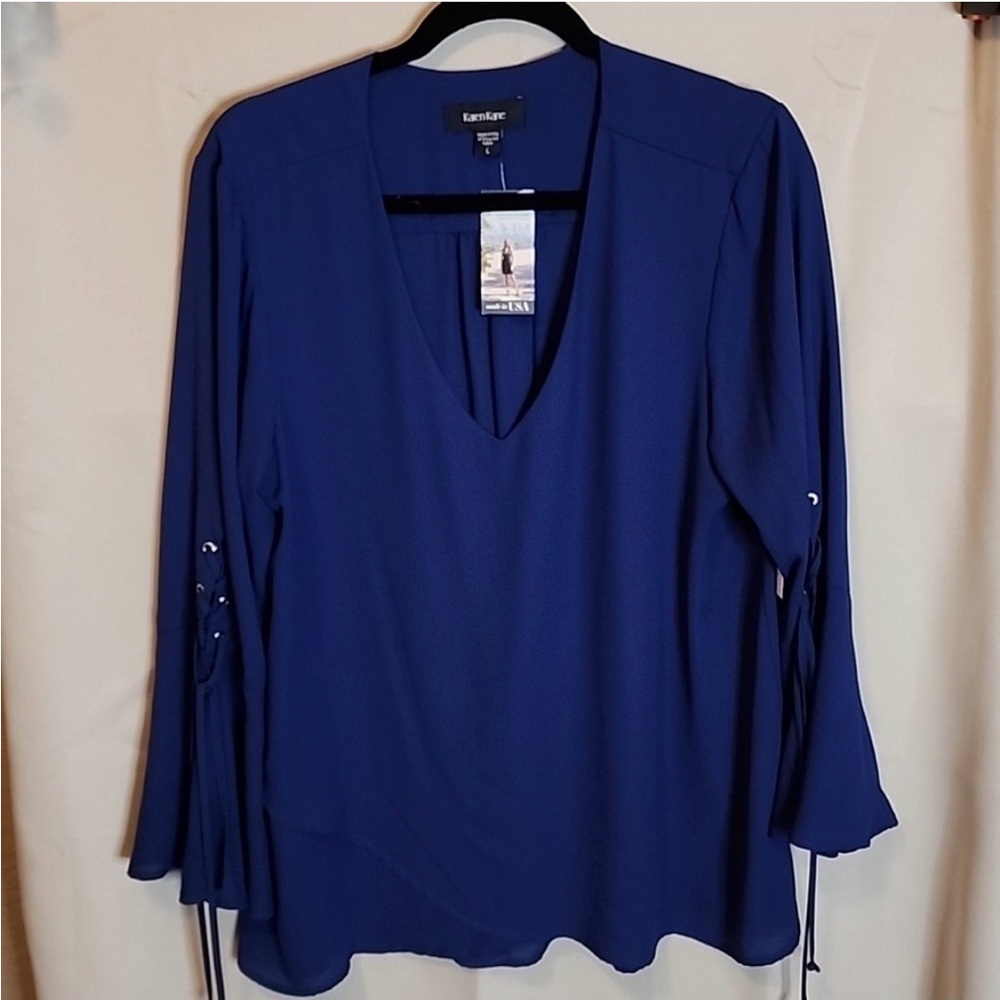 NWT KAREN KANE Split Top blue Sz Large